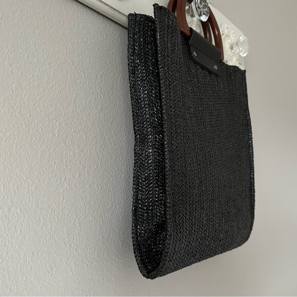 MW Most Wanted Black Straw Bag with Attachable Crossbody Strap - Picture 3 of 6